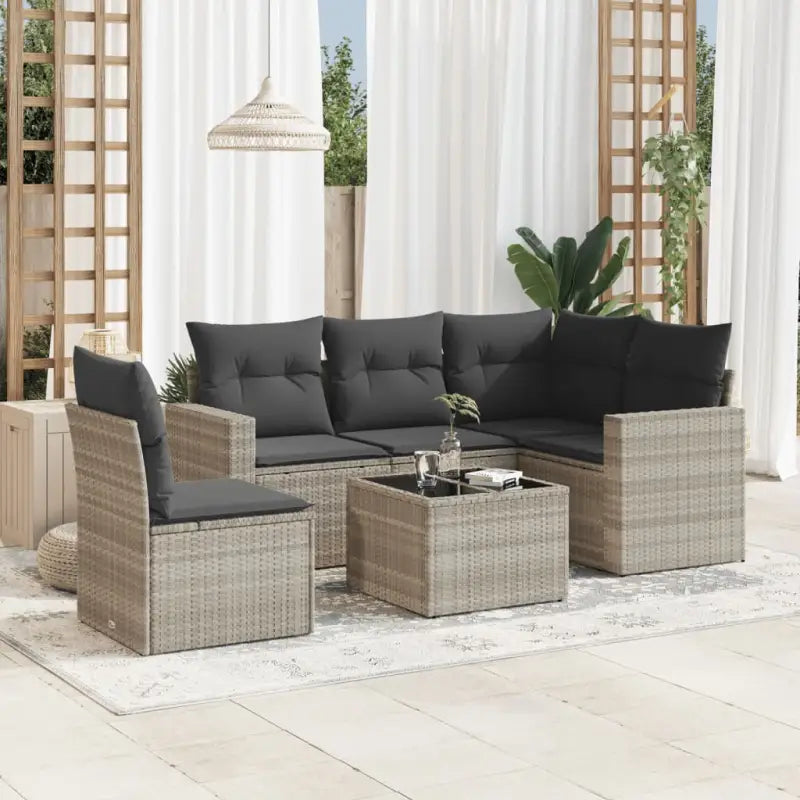 Modulaire tuinbanken met zwart materiaal en gepoedercoat staal afmetingen - Lichtgrijs / 1 / Met tafel - Modulaire