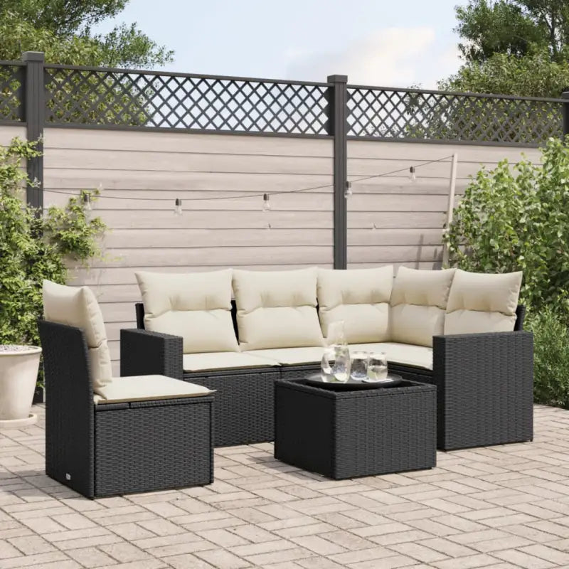 Modulaire tuinbanken met zwart materiaal en gepoedercoat staal afmetingen - Zwart en crème / 1 / Met tafel - Modulaire