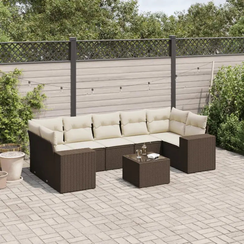 Modulaire tuinbanken van beige materiaal en gepoedercoat staal - Bruin en crème / 1 - Modulaire tuinbanken
