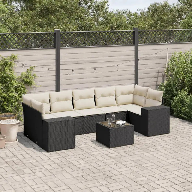Modulaire tuinbanken van beige materiaal en gepoedercoat staal - Zwart en crème / 1 - Modulaire tuinbanken