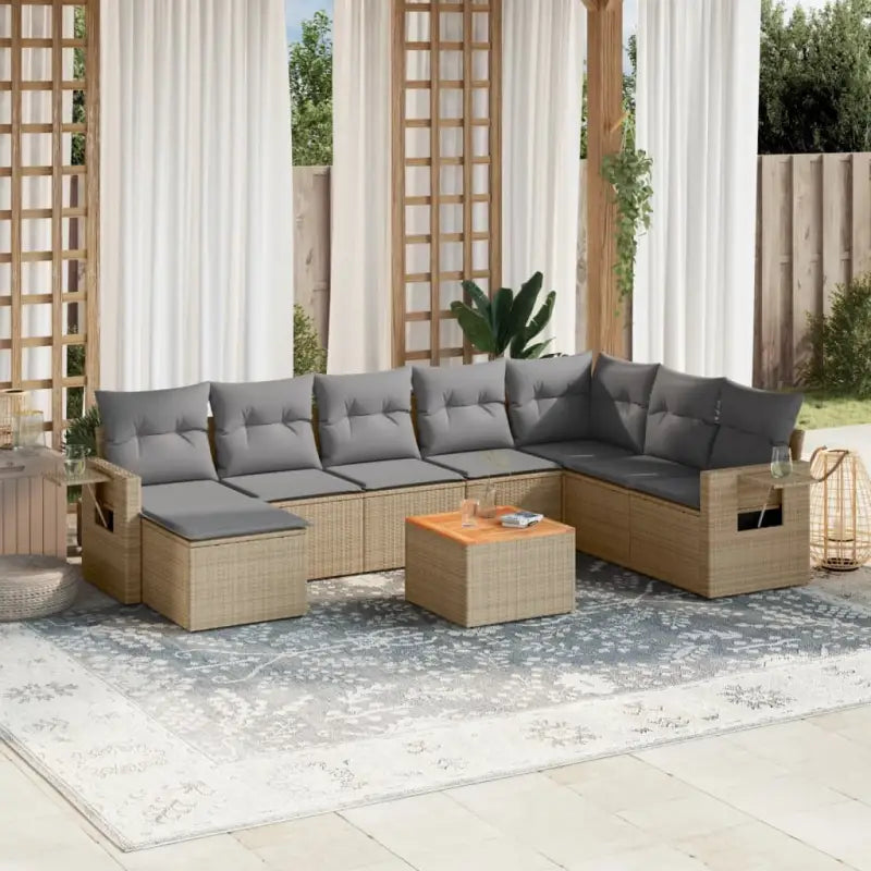 Modulaire tuinbanken van gepoedercoat staal in zwart materiaal - Beige en grijs / 1 - Modulaire tuinbanken