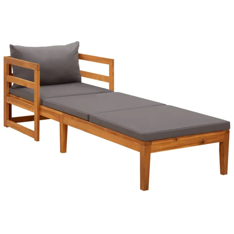 Modulaire tuinbanken van massief acaciahout met dikte kussen voor comfort - Donkergrijs / 1 / Ligbed met 2 armleuningen