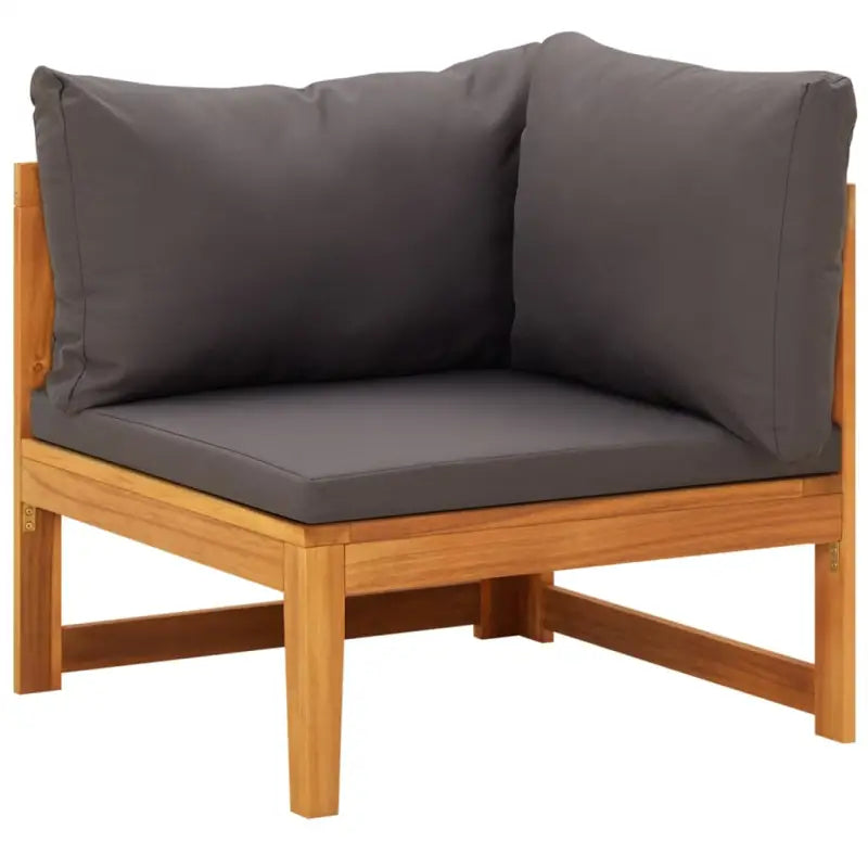 Modulaire tuinbanken van massief acaciahout met dikte kussen voor comfort - Donkergrijs / 1 / Hoekbank - Modulaire
