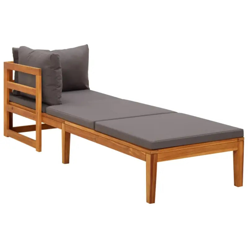 Modulaire tuinbanken van massief acaciahout met dikte kussen voor comfort - Donkergrijs / 1 / Ligbed met 1 armleuning