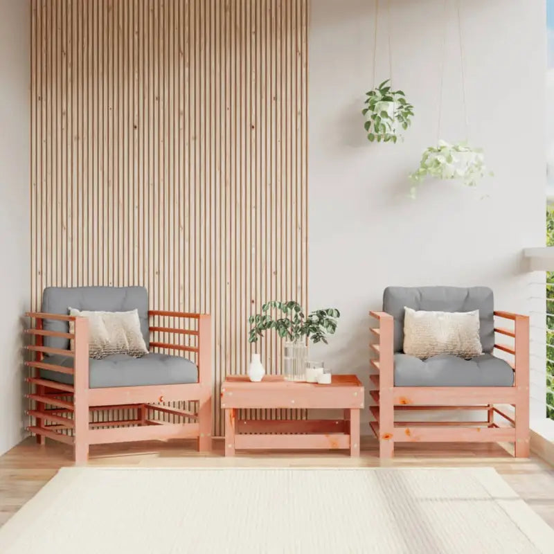Modulaire tuinbanken van massief grenenhout met zachte kussens - Natuurlijk douglashout / 1 / Stoel - Modulaire