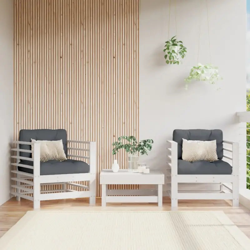 Modulaire tuinbanken van massief grenenhout met zachte kussens - Wit grenenhout / 1 / Stoel - Modulaire tuinbanken