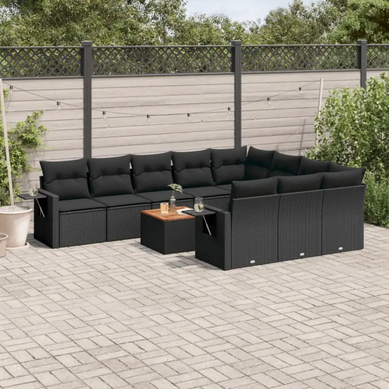 Modulaire tuinbanken van zwart gepoedercoat staal voor terras en tuin - Zwart / 1 / Tafel + 6x midden + 2x hoek