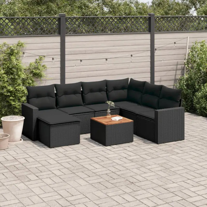 Modulaire tuinbanken van zwart materiaal en gepoedercoat staal - Zwart / 1 / hoek + Tafel + 3x midden - Modulaire