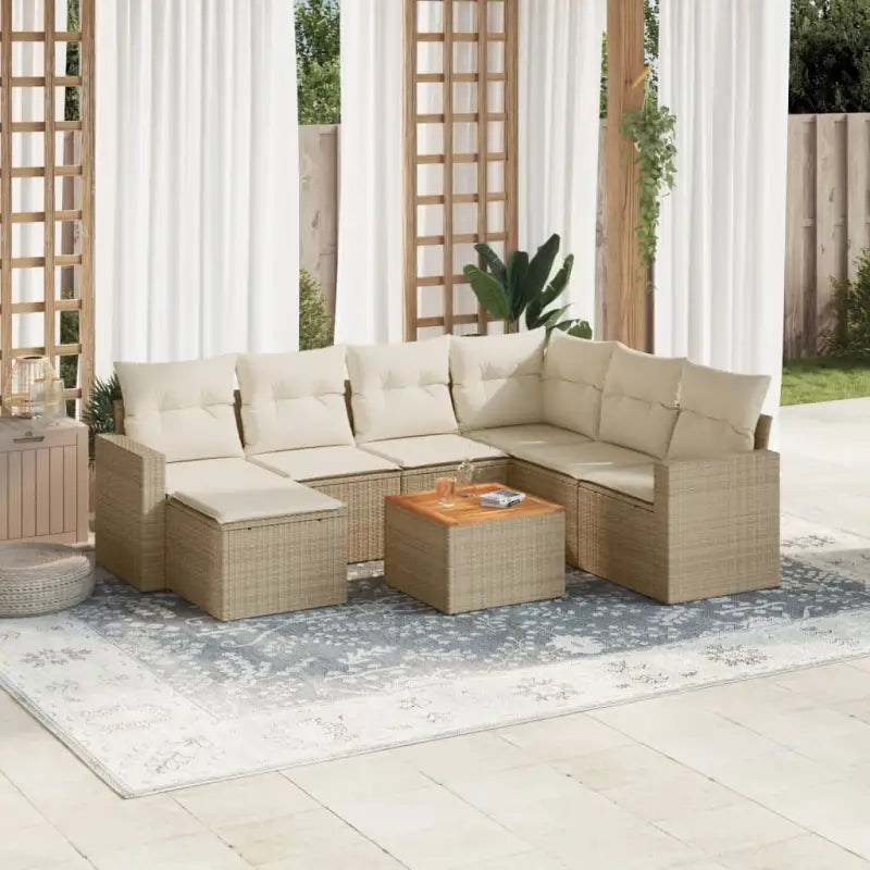 Modulaire tuinbanken van zwart materiaal en gepoedercoat staal - Beige / 1 / hoek + Tafel + 3x midden - Modulaire