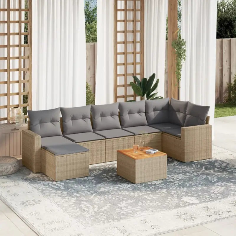 Modulaire tuinbanken van zwart materiaal en gepoedercoat staal - Beige en grijs / 1 / Tafel + 3x midden + hoek