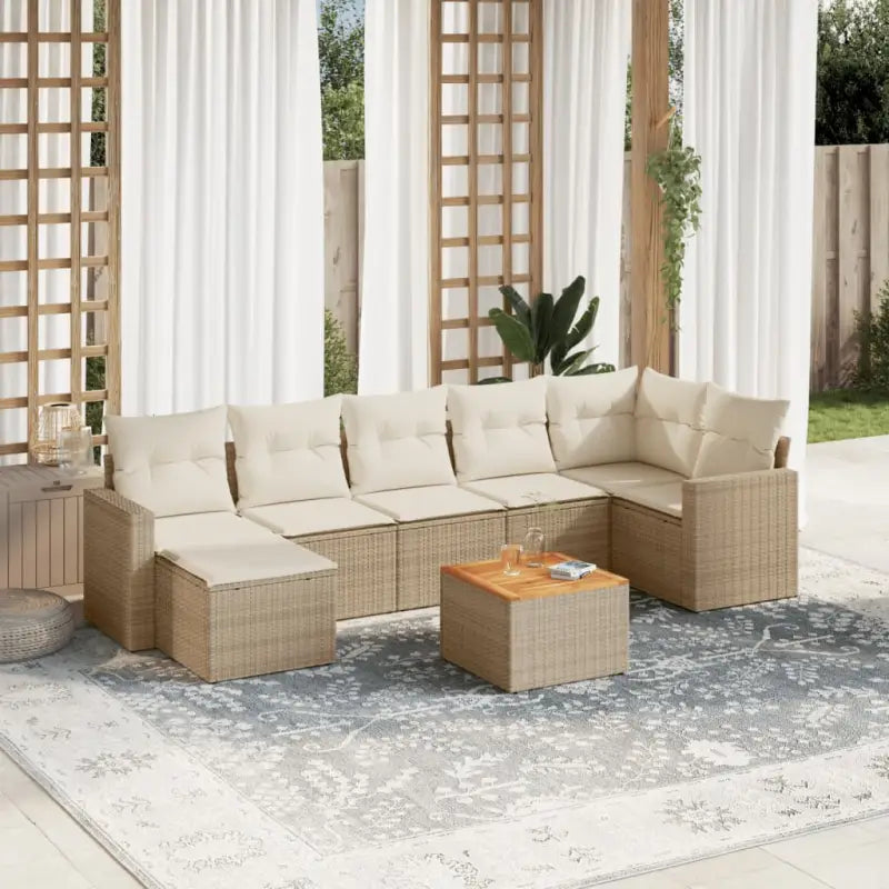 Modulaire tuinbanken van zwart materiaal en gepoedercoat staal - Beige / 1 / Tafel + 3x midden + hoek - Modulaire