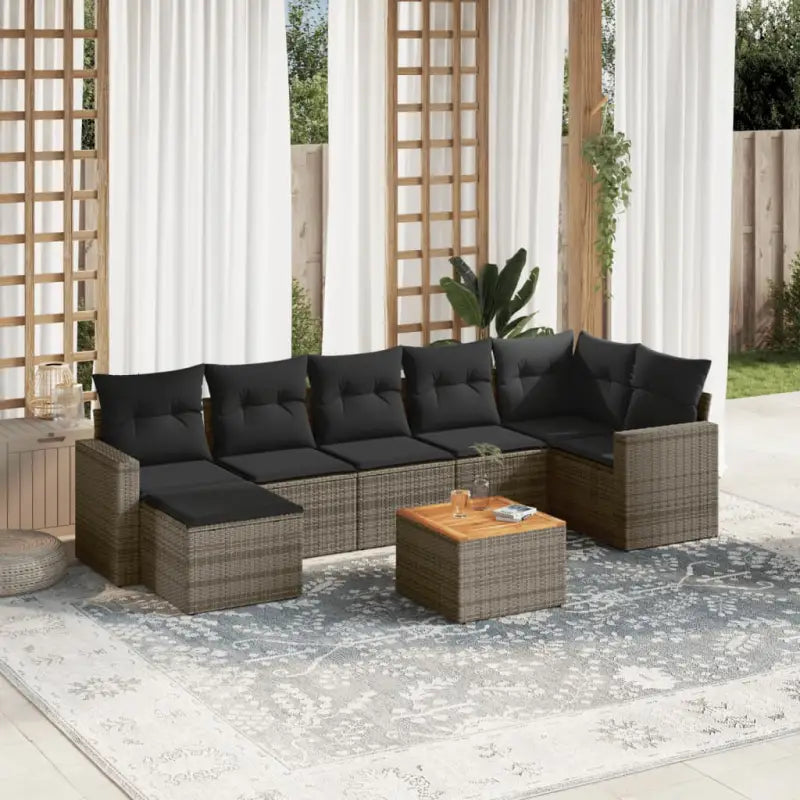 Modulaire tuinbanken van zwart materiaal en gepoedercoat staal - Grijs / 1 / Tafel + 3x midden + hoek - Modulaire