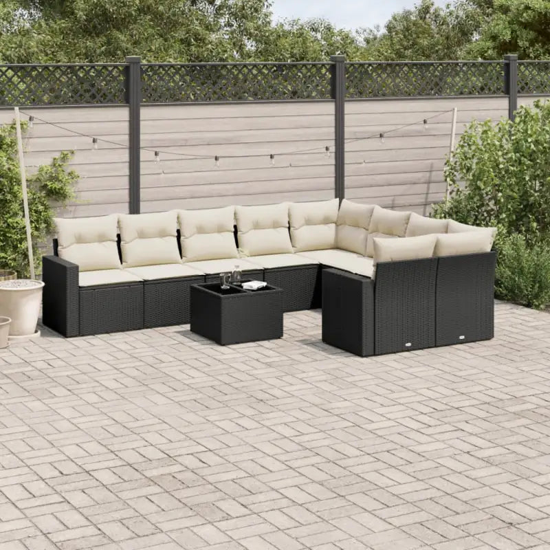 Modulaire tuinbanken van zwart materiaal met gepoedercoat staal en waterdichte tas - Zwart en crème / 1 / Met tafel