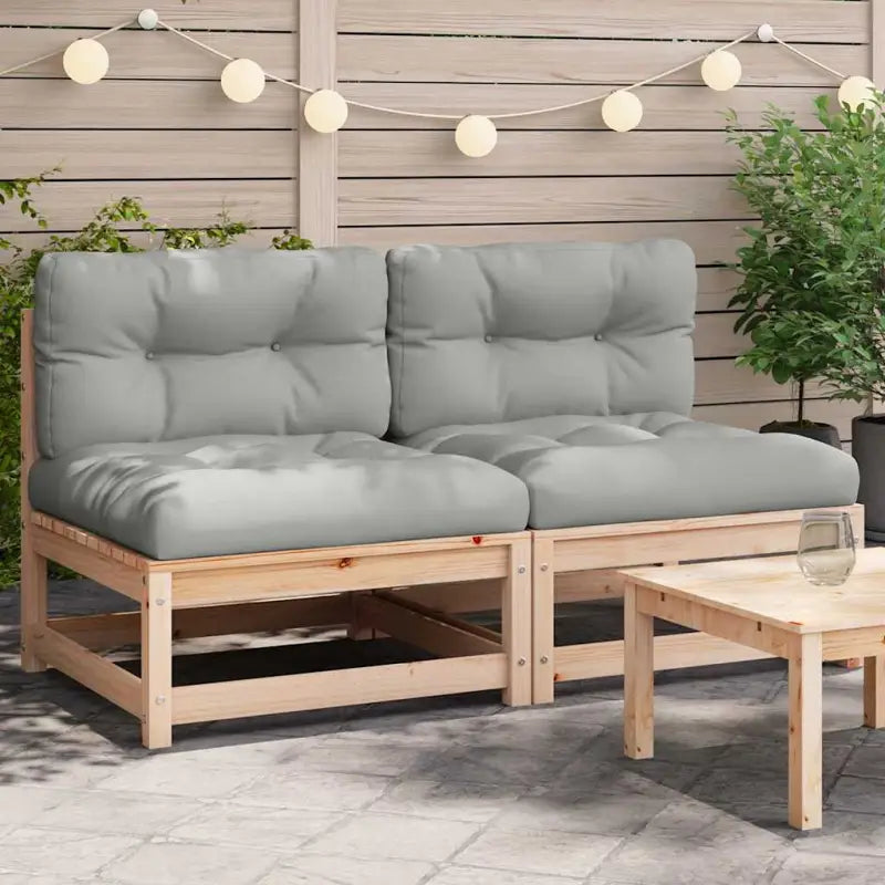 Modulaire tuinbankset van massief grenenhout voor comfortabel buitenleven - Bruin en grijs / 1 / Bank - Modulaire