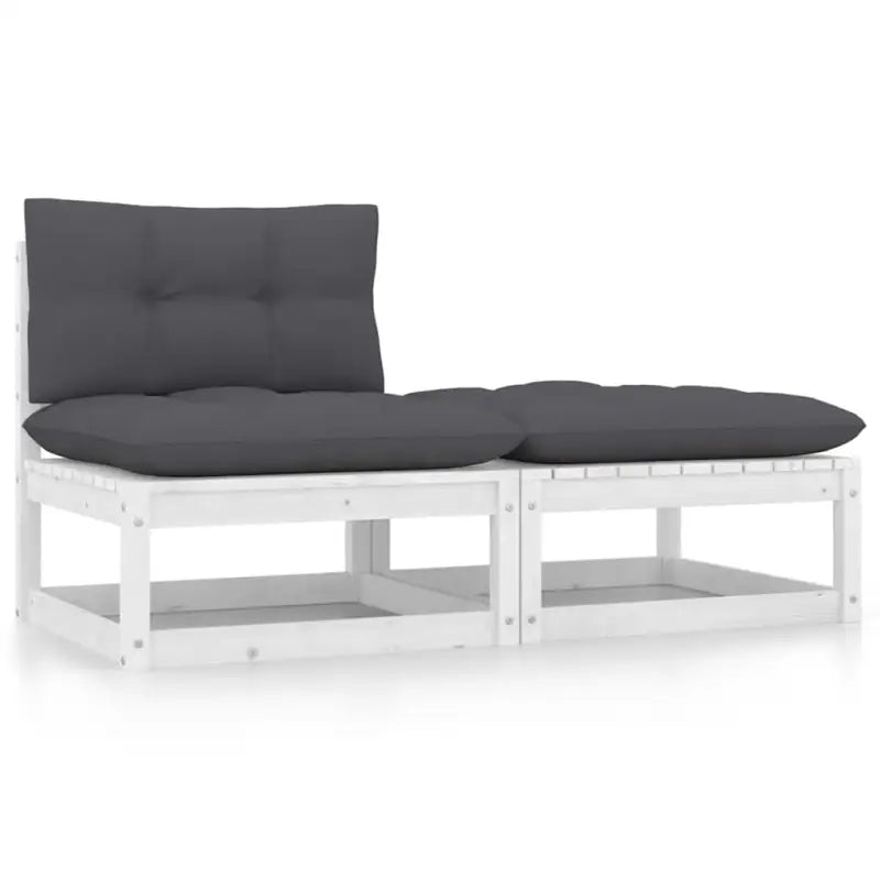 Modulaire tuinbankset van massief grenenhout voor comfortabel buitenleven - Wit / 1 / midden + voetensteun - Modulaire