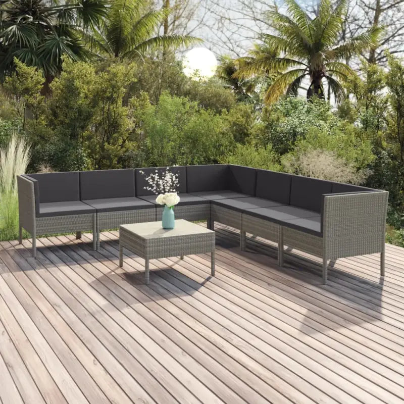 Modulaire tuinset met voetensteun en tafel voor ultiem ontspanning - 3x hoek + 4x midden + Tafel - Tuinsets