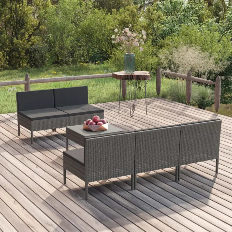 Modulaire tuinset met voetensteun en tafel voor ultiem ontspanning - 5x midden + Tafel - Tuinsets