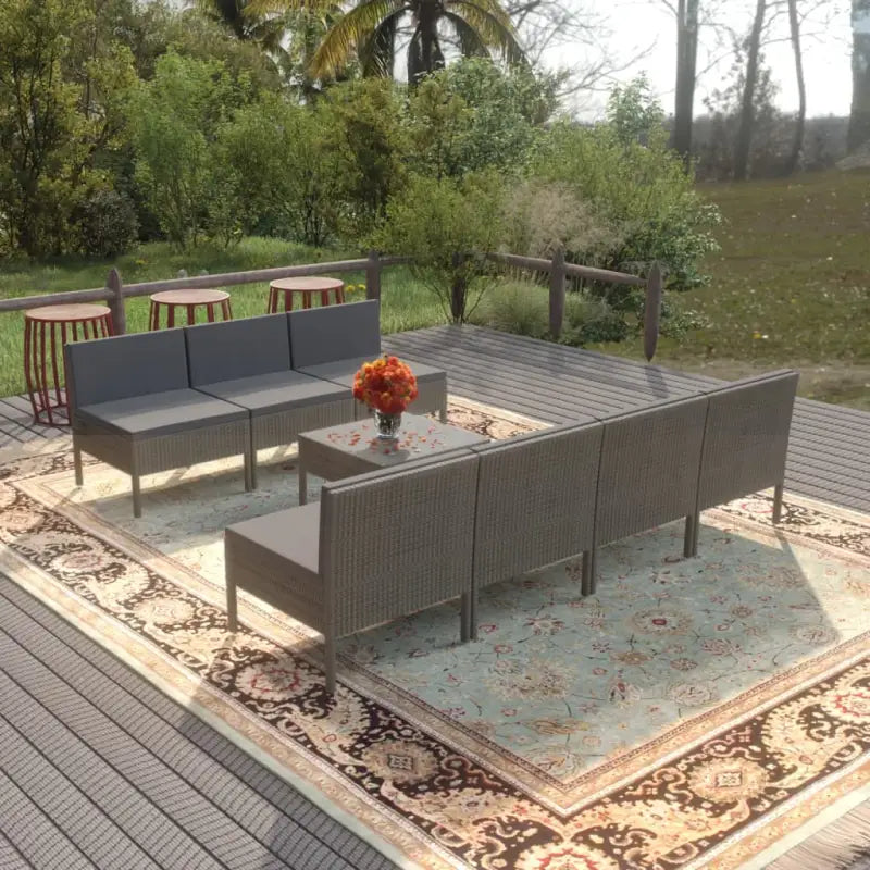 Modulaire tuinset met voetensteun en tafel voor ultiem ontspanning - 7x midden + Tafel - Tuinsets