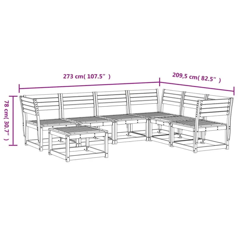 Modulaire tuinset van massief douglashout met afmetingen zitting - Tuinsets