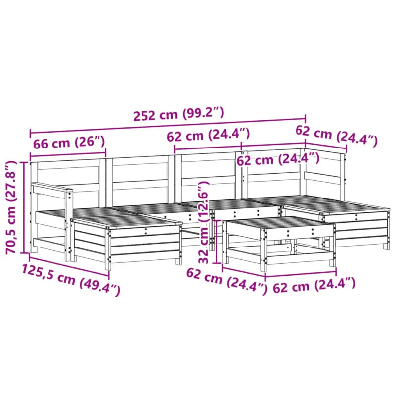 Modulaire tuinset van massief grenenhout met comfortabele zitelementen - Tuinsets