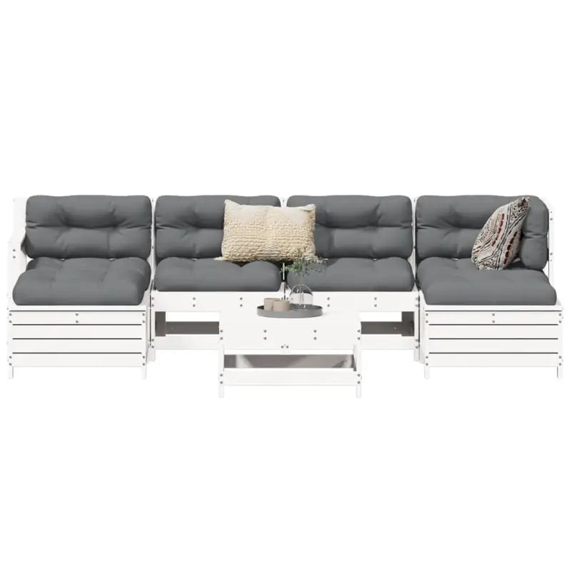Modulaire tuinset van massief grenenhout met comfortabele zitelementen - Wit grenenhout - Tuinsets