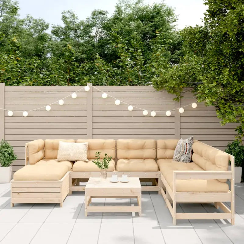 Modulaire tuinset van massief grenenhout met gelat ontwerp en comfortabele afmetingen - Tuinsets