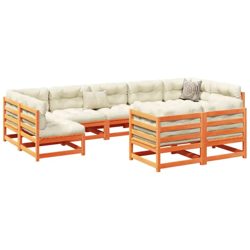 Modulaire tuinset van massief grenenhout voor een comfortabele zitervaring - Wasbruin / met kussen - Tuinsets