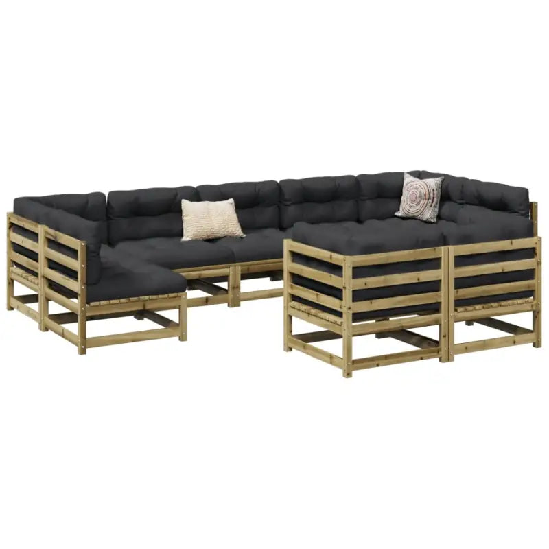 Modulaire tuinset van massief grenenhout voor een comfortabele zitervaring - Naturel geïmpregneerd / met kussen