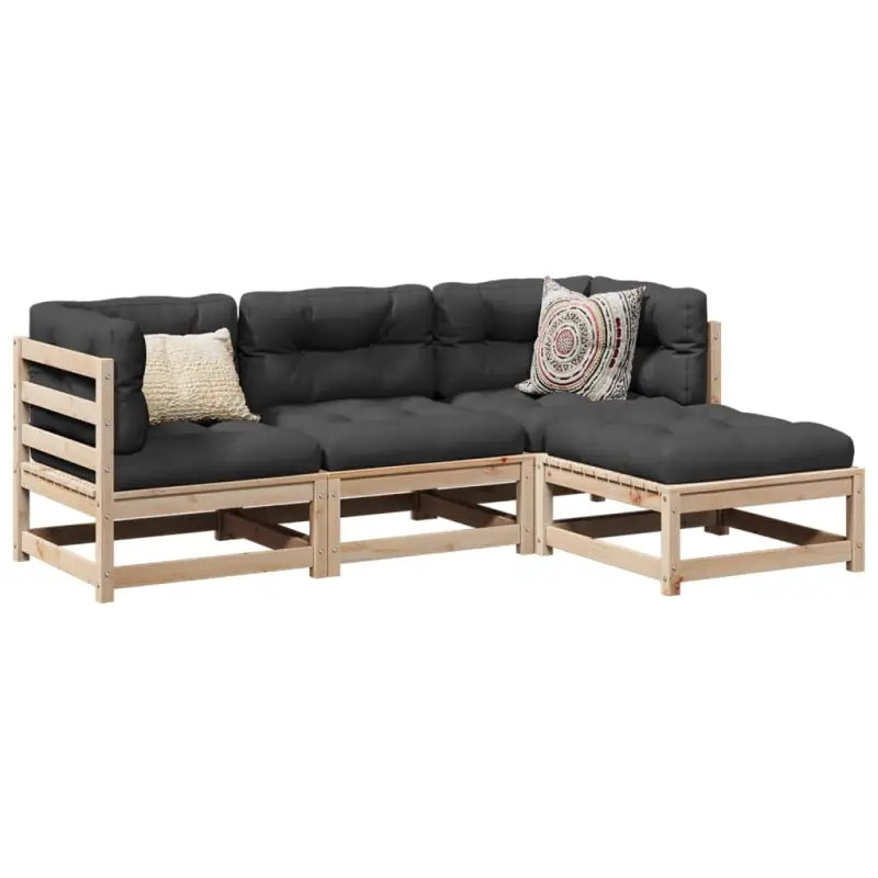 Modulaire tuinset van massief grenenhout voor een comfortabele zitervaring - Tuinsets