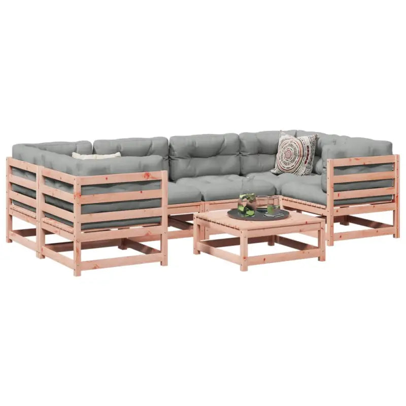 Modulaire tuinset van massief grenenhout voor een comfortabele zitervaring - Natuurlijk douglashout / met kussen