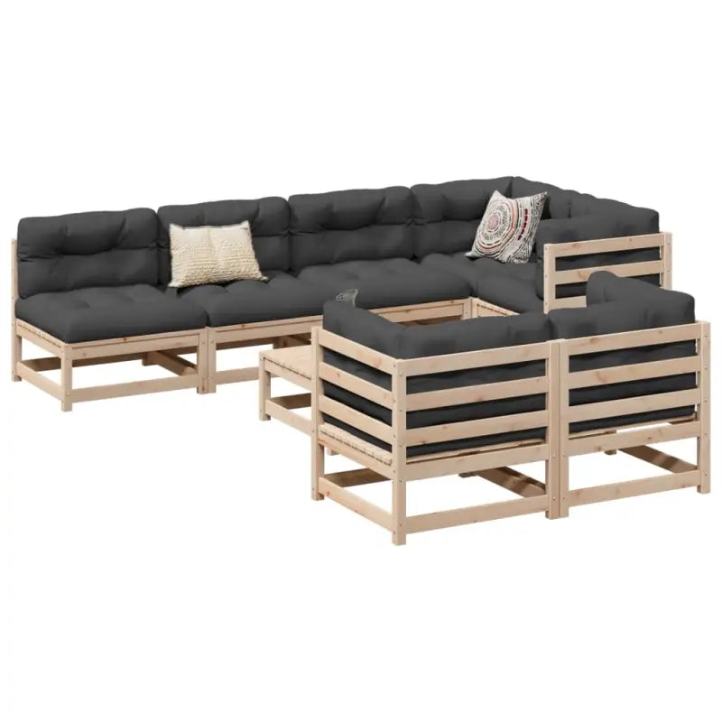Modulaire tuinset van massief grenenhout voor een comfortabele zitervaring - Natuurlijk grenenhout / met kussen