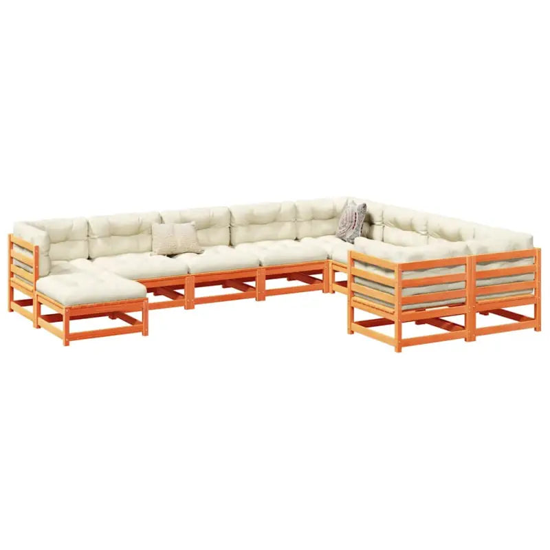 Modulaire tuinset van massief grenenhout voor een comfortabele zitervaring - Wasbruin / zonder kussen - Tuinsets