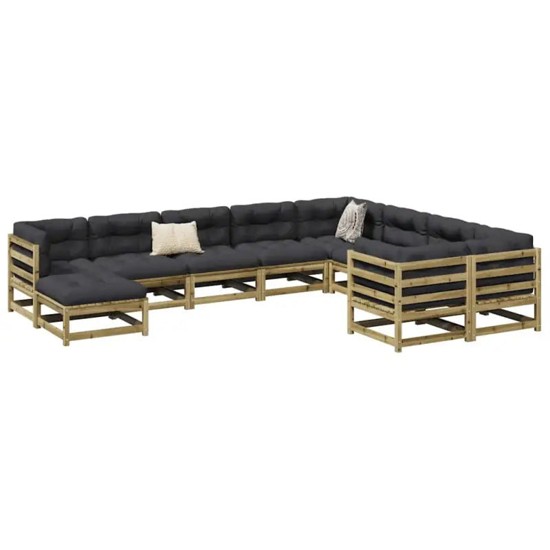 Modulaire tuinset van massief grenenhout voor een comfortabele zitervaring - Naturel geïmpregneerd / met kussen