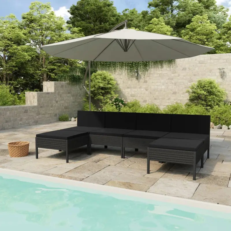 Modulaire tuinset voor gezellige en ontspannen buitenruimte - Zwart / 4x midden + 2x voetensteun - Tuinsets