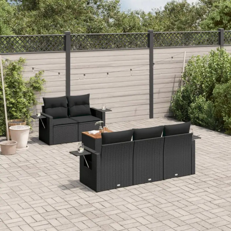 Modulaire tuintafel set met beige materiaal en gepoedercoat staal - Zwart / 1 - Modulaire tuinbanken