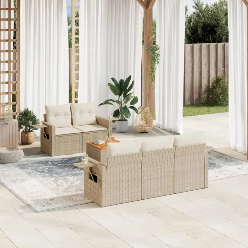 Modulaire tuintafel set met beige materiaal en gepoedercoat staal - beige en crèmekleurig / 1 - Modulaire tuinbanken