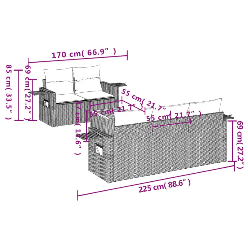 Modulaire tuintafel set met beige materiaal en gepoedercoat staal - Modulaire tuinbanken