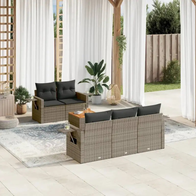 Modulaire tuintafel set met beige materiaal en gepoedercoat staal - Grijs / 1 - Modulaire tuinbanken