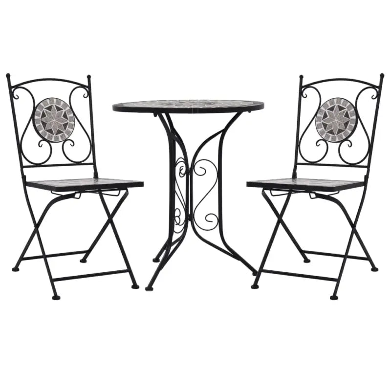 Mozaïek Bistroset met gepoedercoat ijzeren frame voor romantische tuinen - Tuinsets