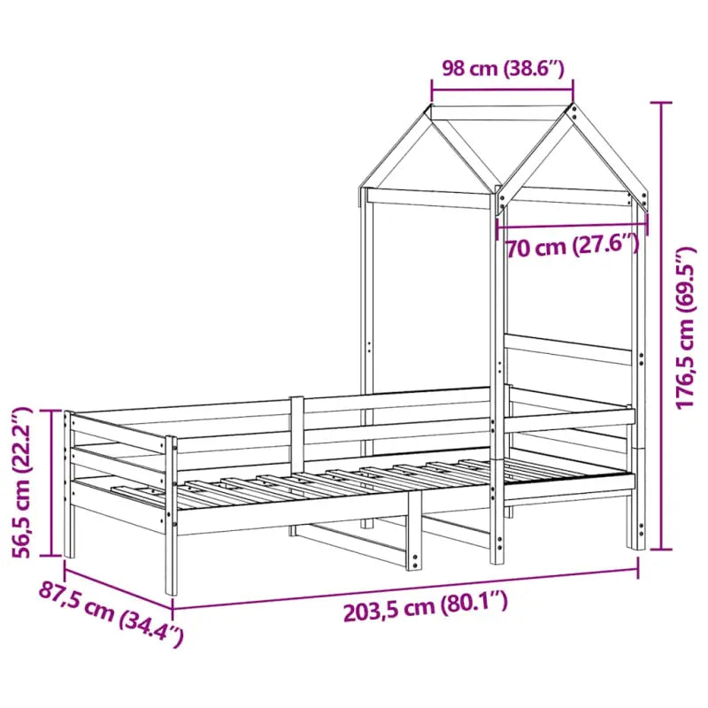 Multi-inzetbare slaapbank van massief grenenhout met open zijdeur - Bedden & bedframes