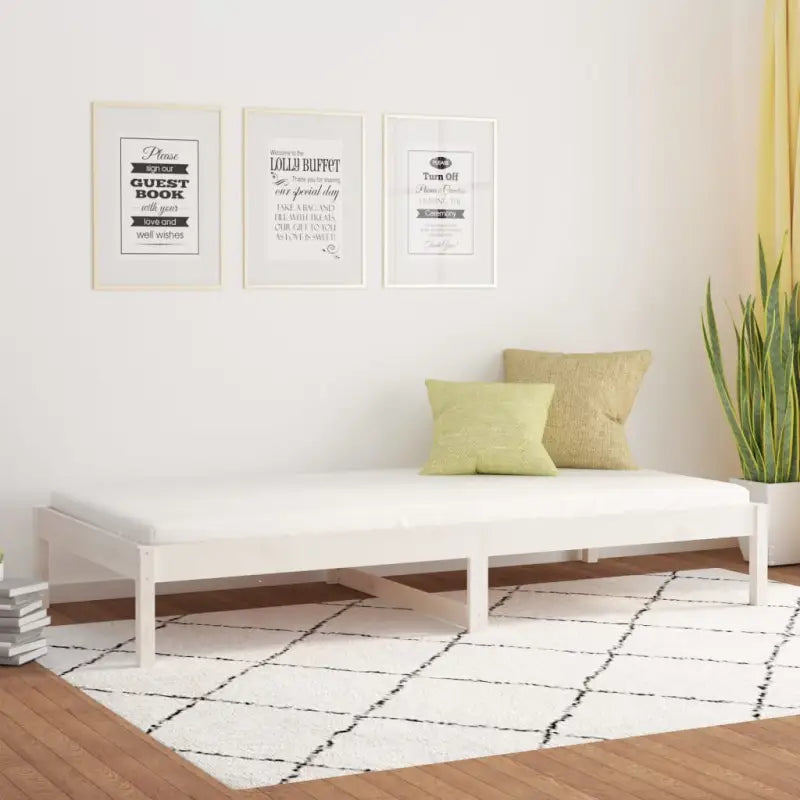 Multifunctioneel bed en bank in massief grenenhout voor slaap of lounge - Wit / 90 x 200 cm - Bedden & bedframes