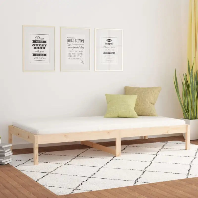 Multifunctioneel bed en bank in massief grenenhout voor slaap of lounge - Naturel / 90 x 190 cm - Bedden & bedframes