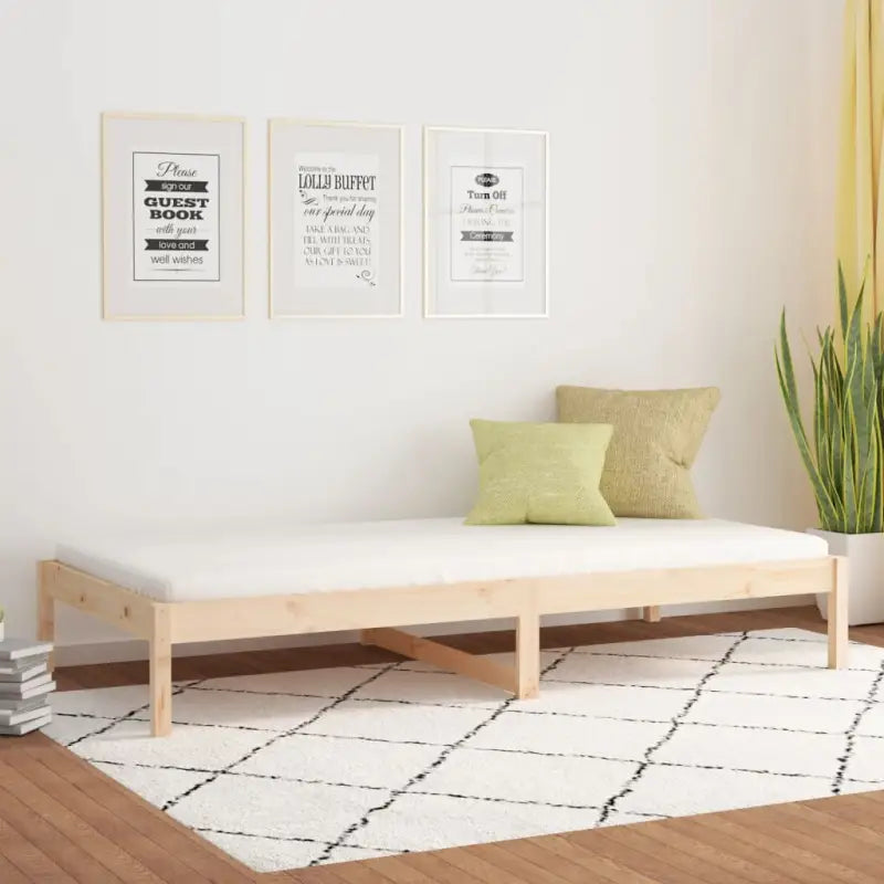 Multifunctioneel bed en bank in massief grenenhout voor slaap of lounge - Naturel / 80 x 200 cm - Bedden & bedframes