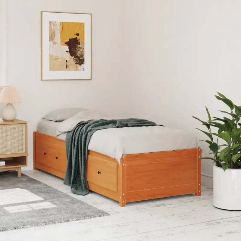 Multifunctioneel bed en bank van massief grenenhout - Bruin / 75 x 190 cm - Bedden & bedframes