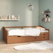 Multifunctioneel bedbank van massief grenenhout met praktische lade - Bedden & bedframes