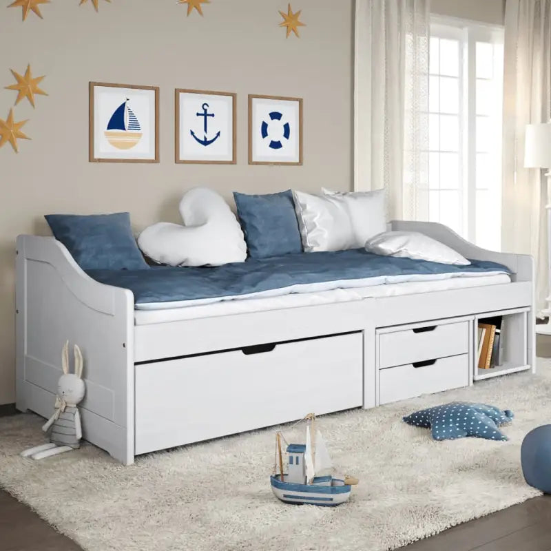 Multifunctioneel slaapbank met massief grenenhout en praktische kleine lade - Bedden & bedframes
