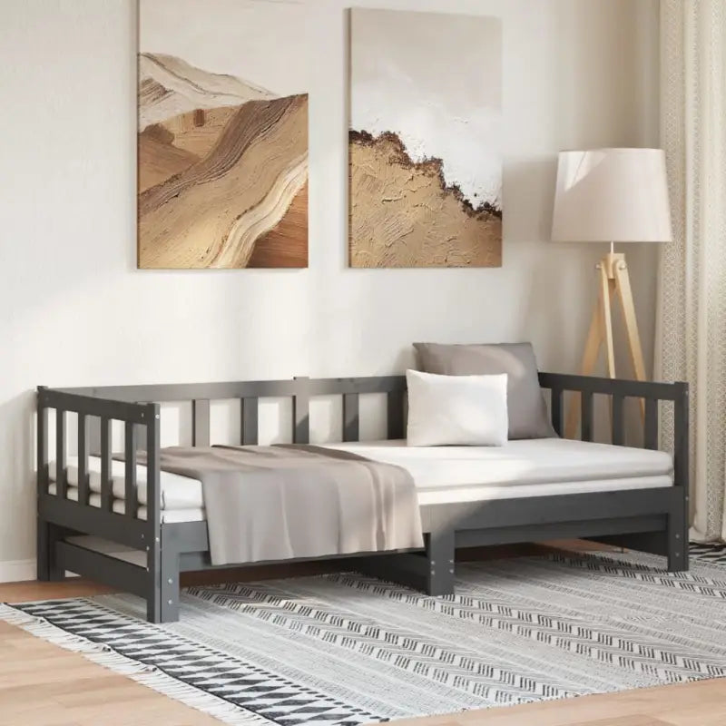 Multifunctioneel slaapbank van massief grenenhout met handige totale afmetingen - Grijs - Bedden & bedframes