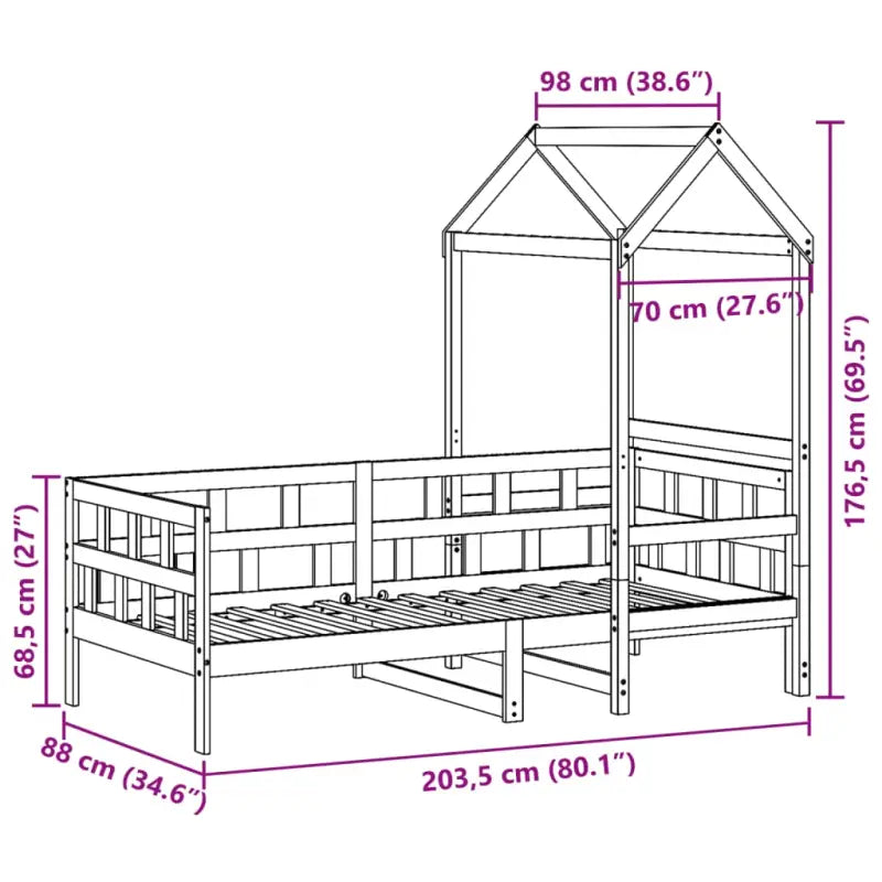 Multifunctioneel slaapbank van massief grenenhout met open zijdeur - Bedden & bedframes