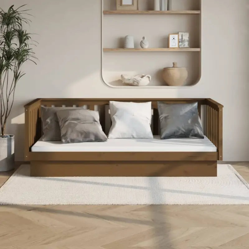 Multifunctioneel slaapbank van massief grenenhout voor slaapkamer en woonkamer - Honingbruin / 90 x 200 cm - Bedden &