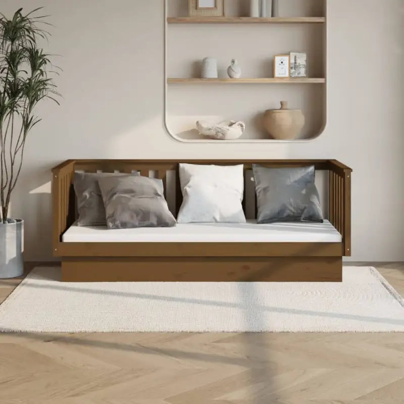 Multifunctioneel slaapbank van massief grenenhout voor slaapkamer en woonkamer - Honingbruin / 90 x 190 cm - Bedden &